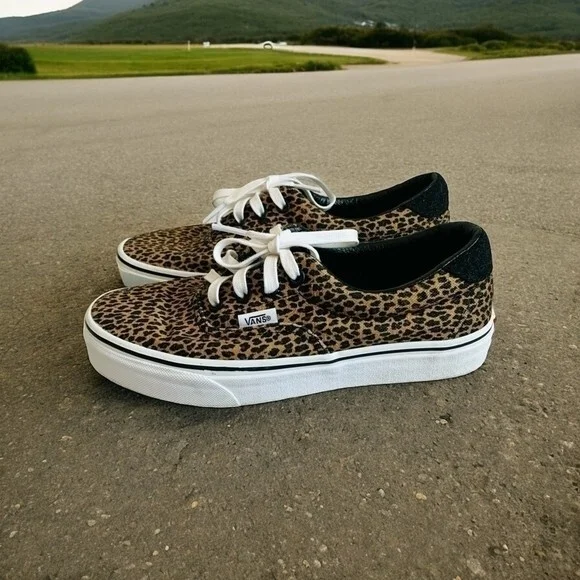 VANS Leopard Print White Brown Unisex Skate Sneakers Men’s Size 5 - Picture 3 of 10